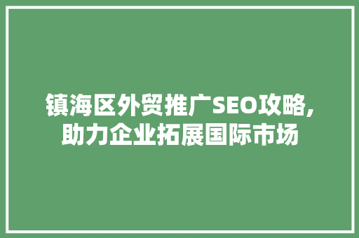 镇海区外贸推广SEO攻略,助力企业拓展国际市场
