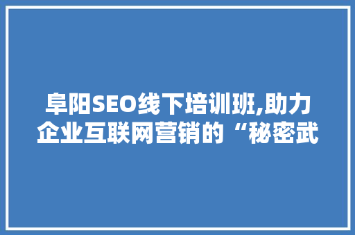 阜阳SEO线下培训班,助力企业互联网营销的“秘密武器”
