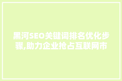 黑河SEO关键词排名优化步骤,助力企业抢占互联网市场先机