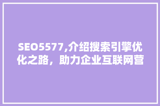 SEO5577,介绍搜索引擎优化之路，助力企业互联网营销