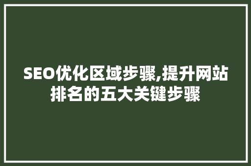SEO优化区域步骤,提升网站排名的五大关键步骤  第1张