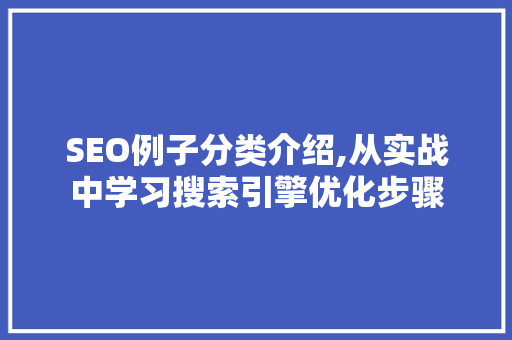 SEO例子分类介绍,从实战中学习搜索引擎优化步骤