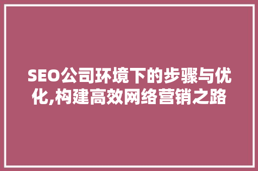 SEO公司环境下的步骤与优化,构建高效网络营销之路