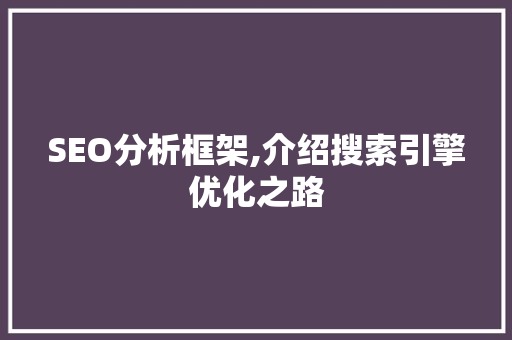 SEO分析框架,介绍搜索引擎优化之路  第1张