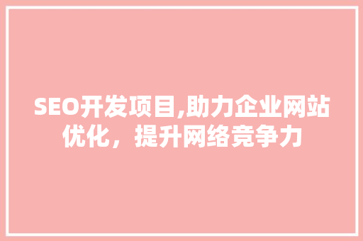 SEO开发项目,助力企业网站优化，提升网络竞争力