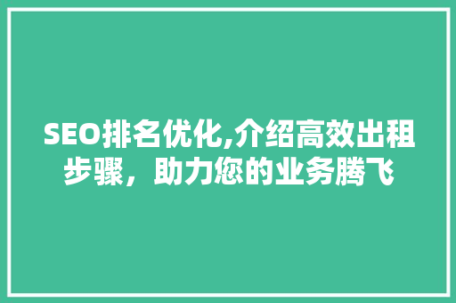 SEO排名优化,介绍高效出租步骤，助力您的业务腾飞