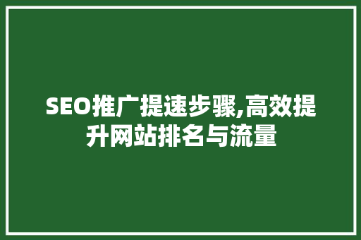 SEO推广提速步骤,高效提升网站排名与流量
