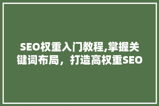 SEO权重入门教程,掌握关键词布局，打造高权重SEO博客