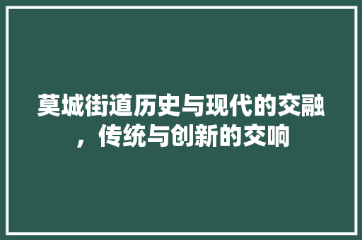 莫城街道历史与现代的交融，传统与创新的交响