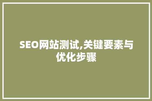 SEO网站测试,关键要素与优化步骤
