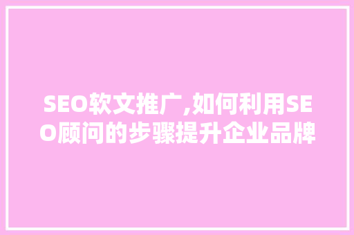 SEO软文推广,如何利用SEO顾问的步骤提升企业品牌影响力