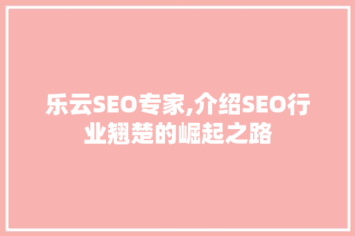 乐云SEO专家,介绍SEO行业翘楚的崛起之路