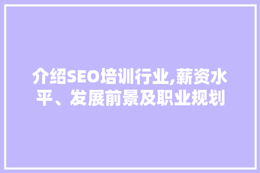 介绍SEO培训行业,薪资水平、发展前景及职业规划