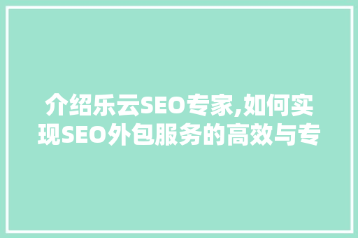 介绍乐云SEO专家,如何实现SEO外包服务的高效与专业