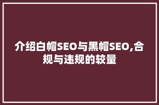 介绍白帽SEO与黑帽SEO,合规与违规的较量