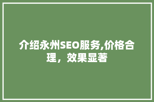 介绍永州SEO服务,价格合理，效果显著