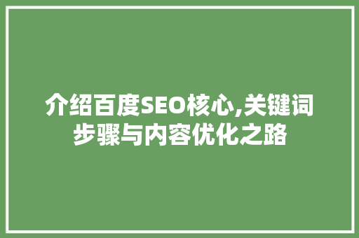 介绍百度SEO核心,关键词步骤与内容优化之路  第1张
