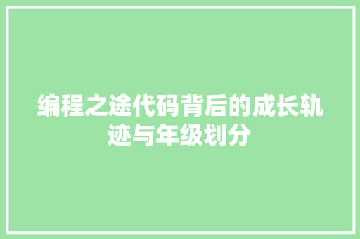 编程之途代码背后的成长轨迹与年级划分