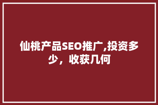 仙桃产品SEO推广,投资多少，收获几何