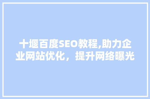 十堰百度SEO教程,助力企业网站优化，提升网络曝光度