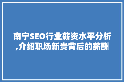 南宁SEO行业薪资水平分析,介绍职场新贵背后的薪酬真相