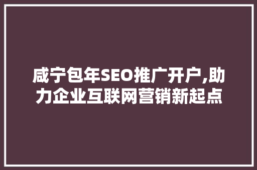 咸宁包年SEO推广开户,助力企业互联网营销新起点