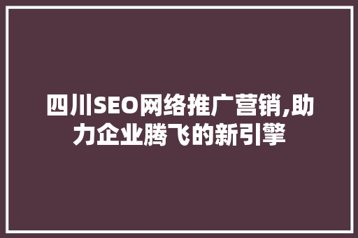 四川SEO网络推广营销,助力企业腾飞的新引擎