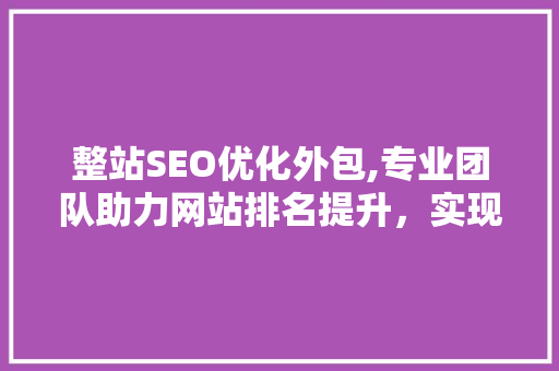 整站SEO优化外包,专业团队助力网站排名提升，实现品牌价值最大化
