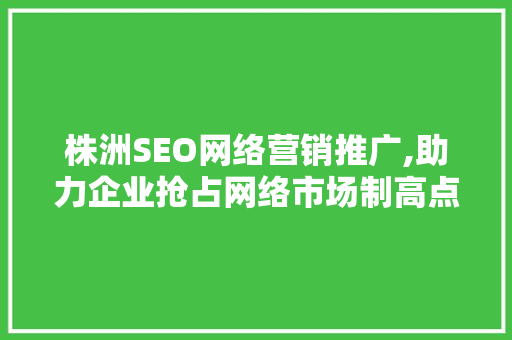 株洲SEO网络营销推广,助力企业抢占网络市场制高点