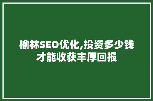 榆林SEO优化,投资多少钱才能收获丰厚回报