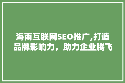 海南互联网SEO推广,打造品牌影响力，助力企业腾飞