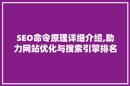 SEO命令原理详细介绍,助力网站优化与搜索引擎排名提升