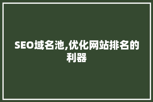 SEO域名池,优化网站排名的利器
