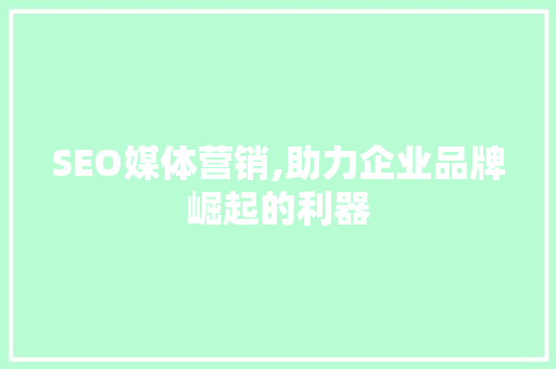 SEO媒体营销,助力企业品牌崛起的利器