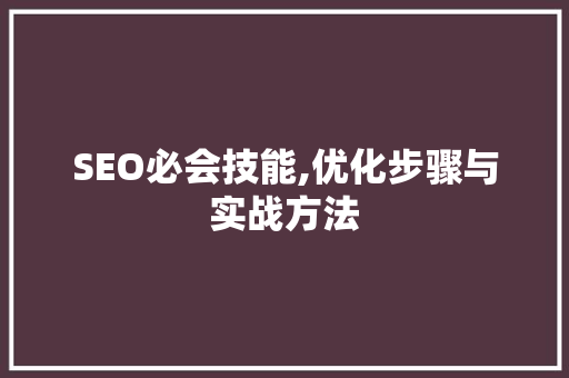 SEO必会技能,优化步骤与实战方法  第1张