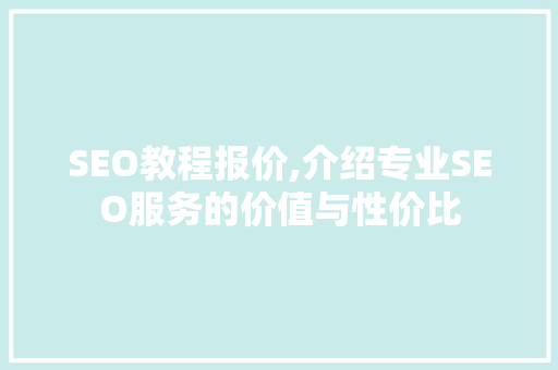 SEO教程报价,介绍专业SEO服务的价值与性价比