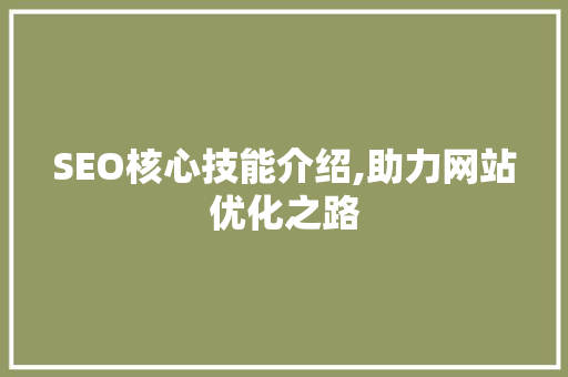 SEO核心技能介绍,助力网站优化之路