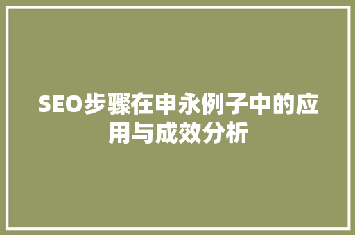 SEO步骤在申永例子中的应用与成效分析