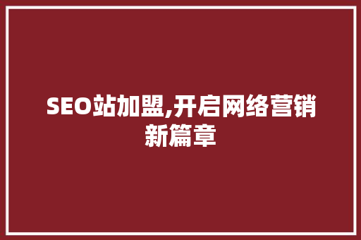 SEO站加盟,开启网络营销新篇章