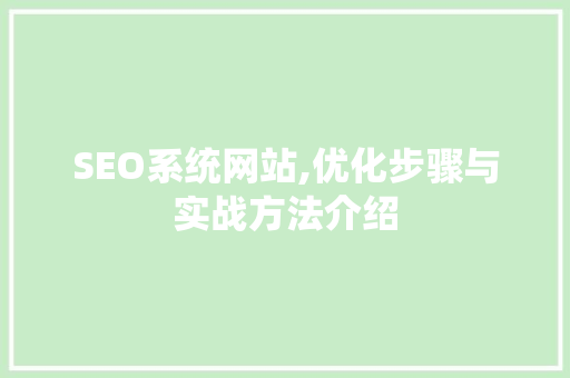 SEO系统网站,优化步骤与实战方法介绍