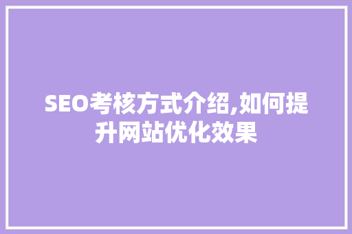 SEO考核方式介绍,如何提升网站优化效果
