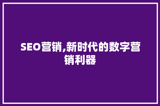 SEO营销,新时代的数字营销利器
