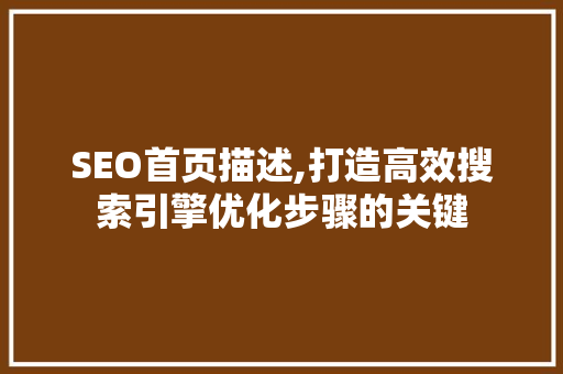 SEO首页描述,打造高效搜索引擎优化步骤的关键