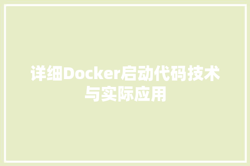 详细Docker启动代码技术与实际应用