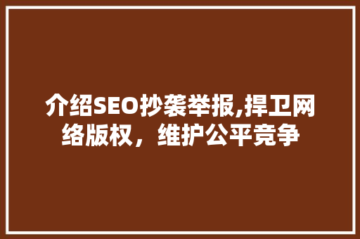 介绍SEO抄袭举报,捍卫网络版权，维护公平竞争