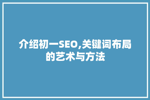 介绍初一SEO,关键词布局的艺术与方法  第1张