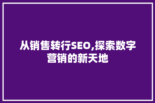 从销售转行SEO,探索数字营销的新天地  第1张