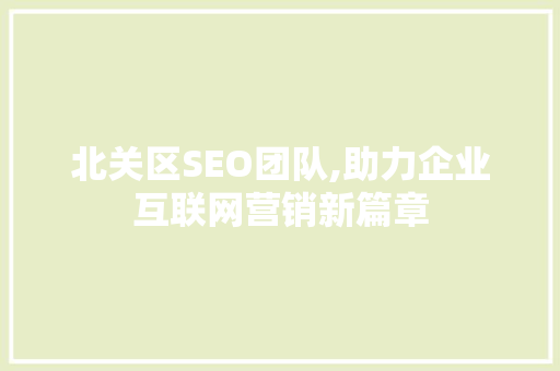 北关区SEO团队,助力企业互联网营销新篇章