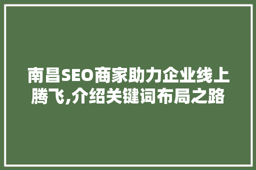 南昌SEO商家助力企业线上腾飞,介绍关键词布局之路