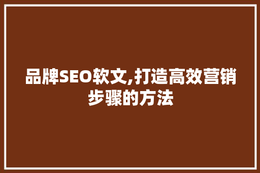 品牌SEO软文,打造高效营销步骤的方法